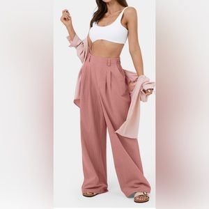 Halara High Waisted Plicated Wide Leg Palazzo Casual Cotton Pants Small